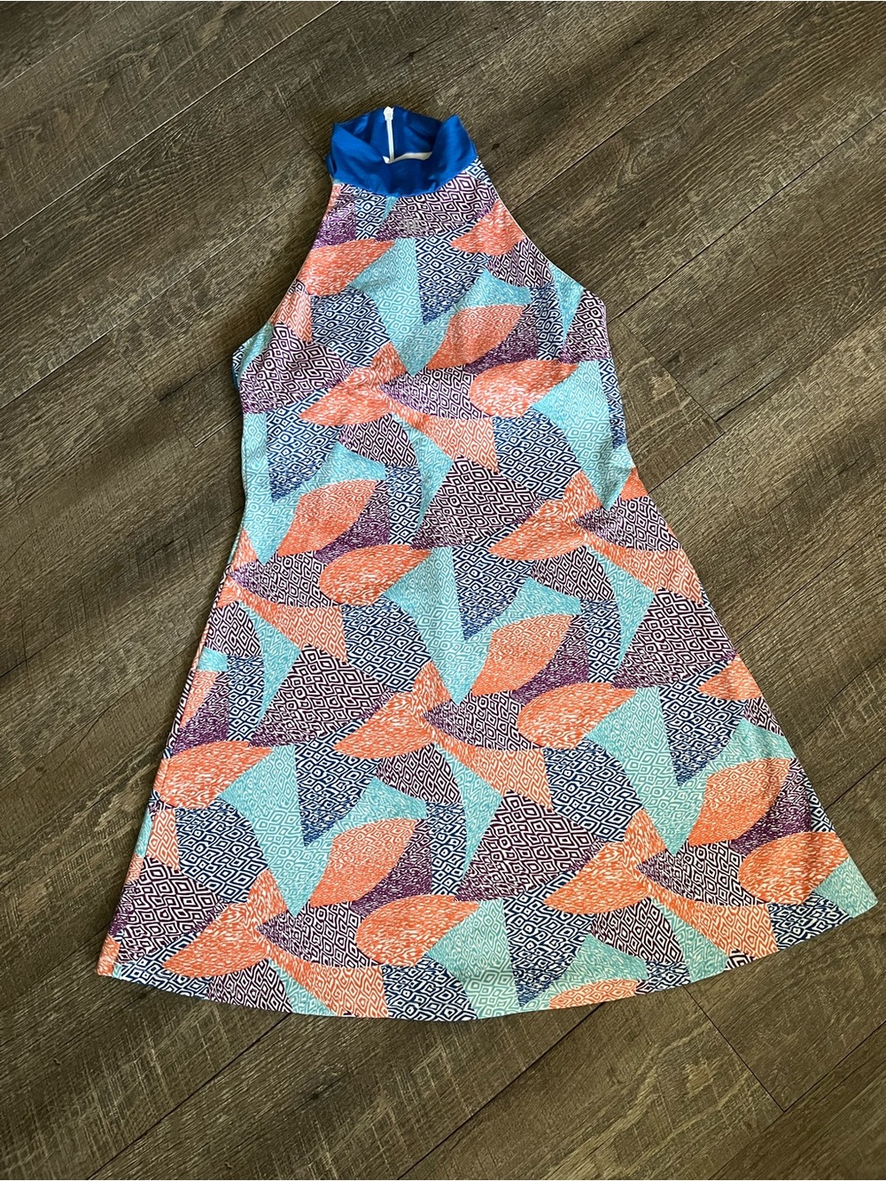EleVen by Venus Williams Coral Teal Purple Geometric Midi Dress